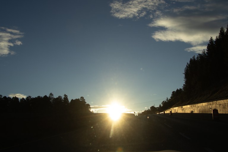 Sun glare from 2025 along eastbound I-70 near Floyd Hill