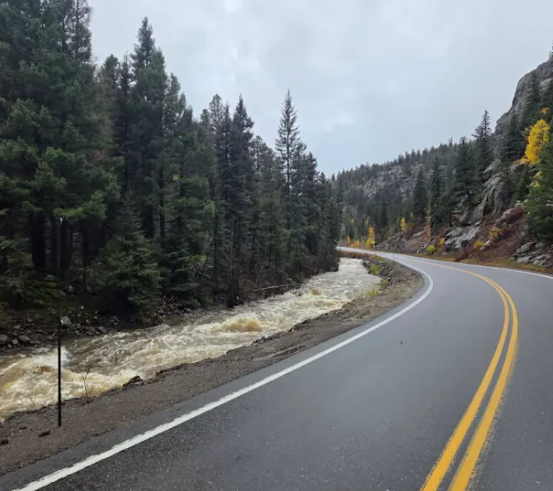 The south fork of the Rio Grande River along US 160 Wolf Creek Pass was observed at heightened levels.