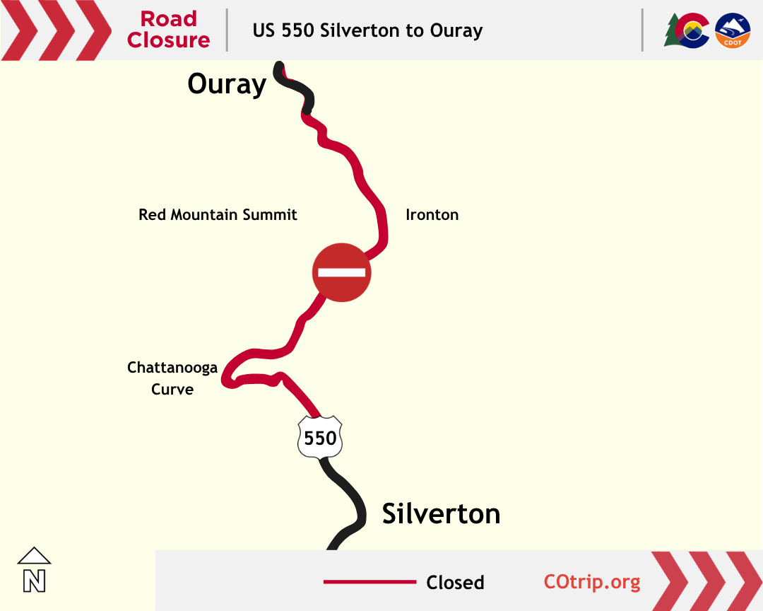 Road closure map of US 550 between Silverton and Ouray.png detail image