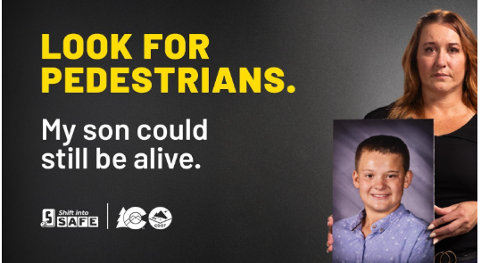 Shift into Safe safety campaign - Melissa Myers and portrait of her son.png detail image