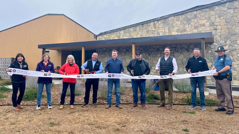 CDOT and local agency officials gathered on Oct. 21 to celebrate the newly renovated Shaw Creek Rest Area facility.