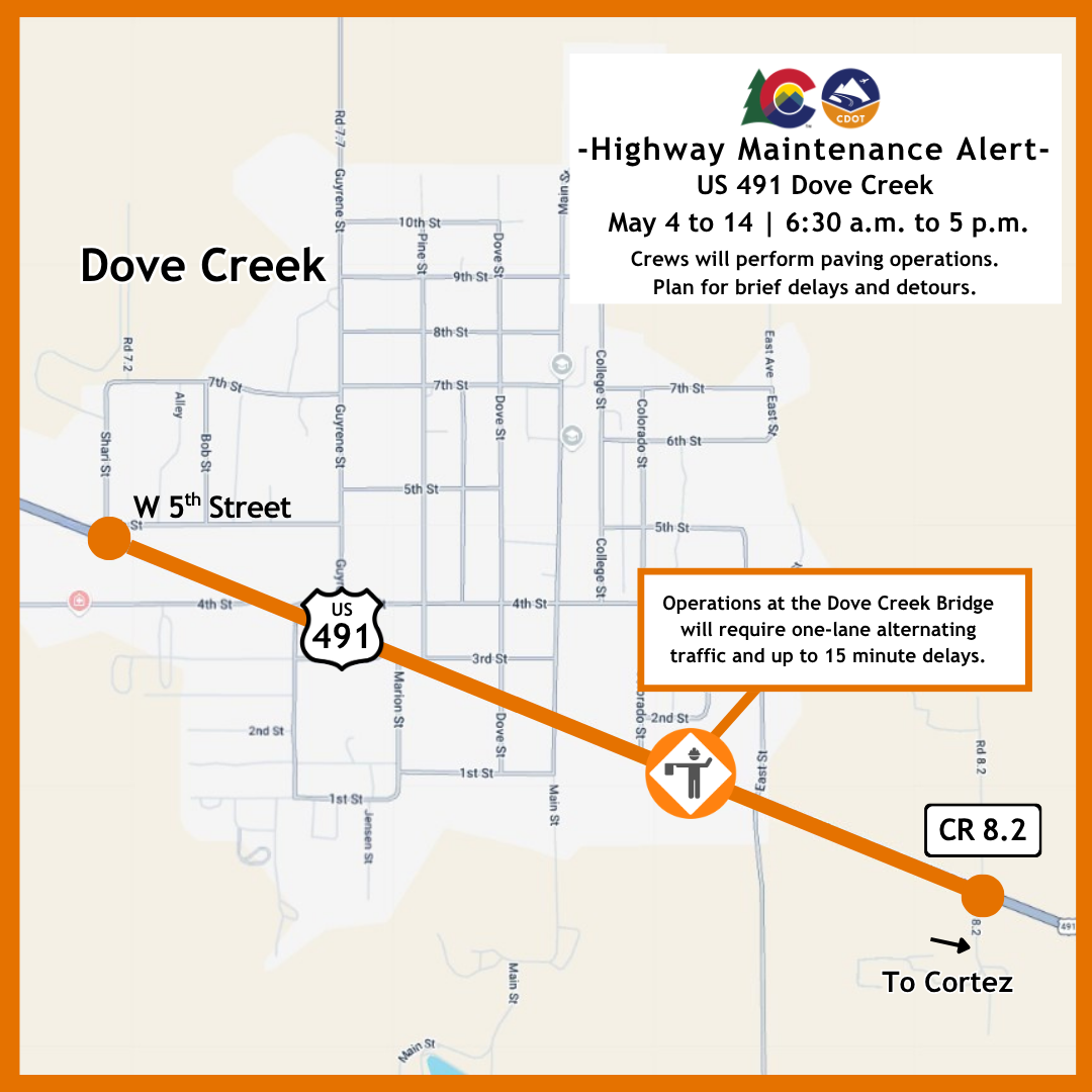 US 491 Dove Creek Highway Maintenance Map.png detail image