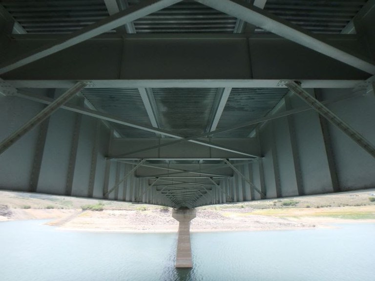 The girders underneath the main span of the US 50 bridge near the Dillon Pinnacles, located west of Gunnison
