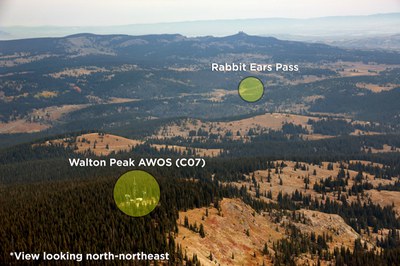 Aerial view of the Walton Peak AWOS (C07) looking north-northeast.