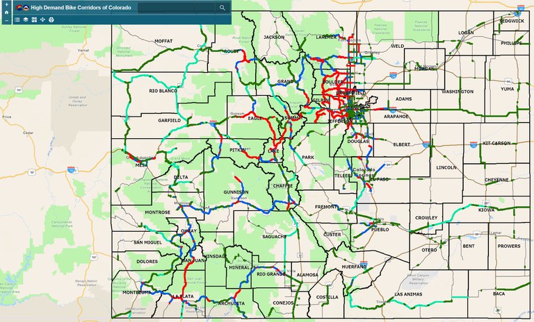 High Demand Bicycle Corridors Map