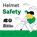 An illustration of a person wearing a helmet riding a bicycle on a green path. The text on the image reads "Helmet Safety" and features the logos for Colorado Department of Transportation and the "Shift into SAFE" campaign. thumbnail image