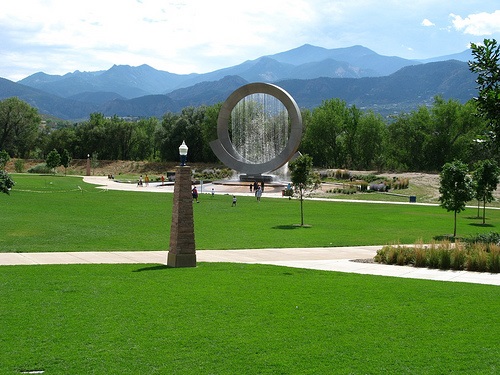 A park with large art sculptures.