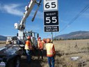 CDOT crews install the first Wildlife Zone signs on US 24, north of Buena Vista. thumbnail image