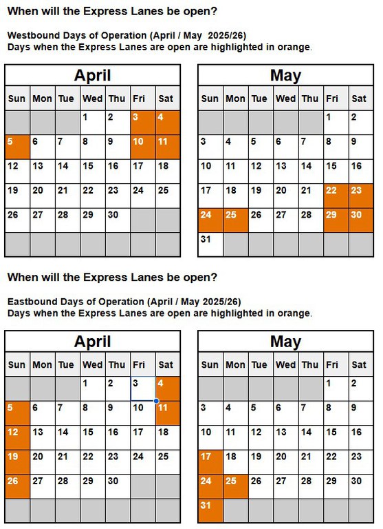 Mountain Express Lane Opening Hours/Days 