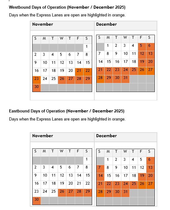 Mountain Express Lanes Hours of Operation Mountain Express Lanes Hours of Operation Westbound