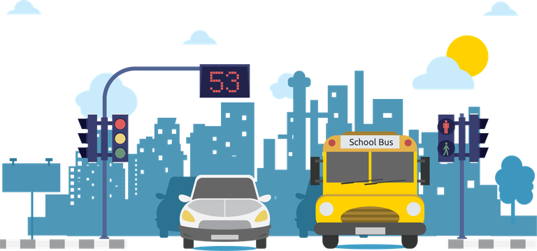 Vehicles at stop light