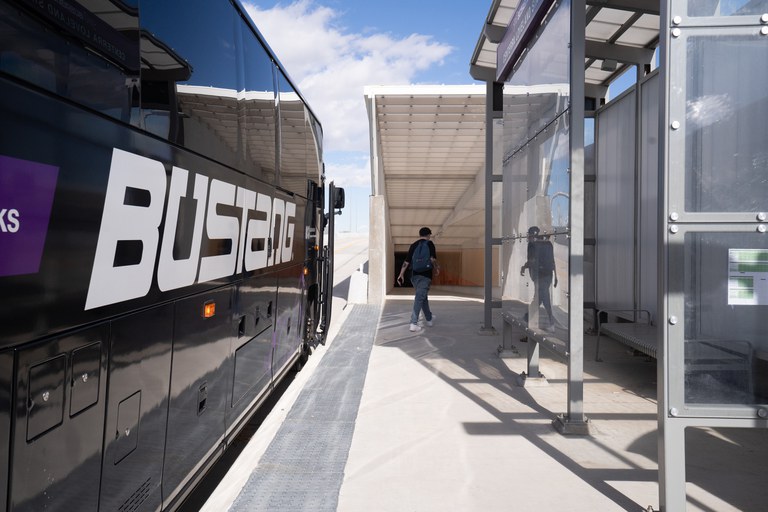 Bustang shelter at the Centerra-Loveland Mobility Hub