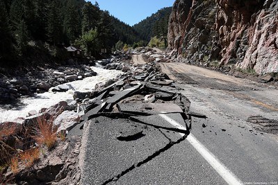 2013 Flood Damage A road severely damaged by the 2013 floods