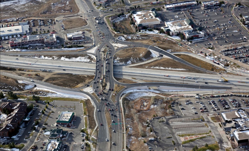 Diverging diamond intersection at US 36 and McCaslin east of Boulder detail image