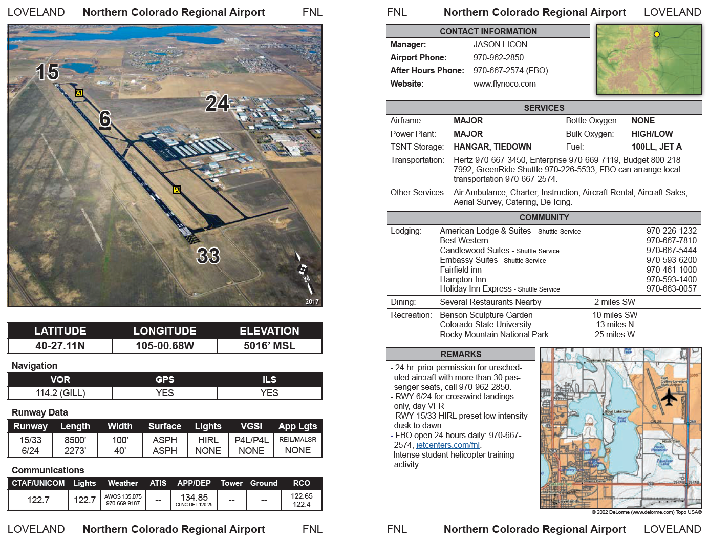 FNL 2018 Airport Directory Page detail image