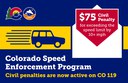 Civil Penalties for the Colorado Speed Enforcement Program are now active on CO 119. Drivers exceeding the speed limit by 10+ mph will receive a $75 fine, mailed to the registered owner of the vehicle. thumbnail image