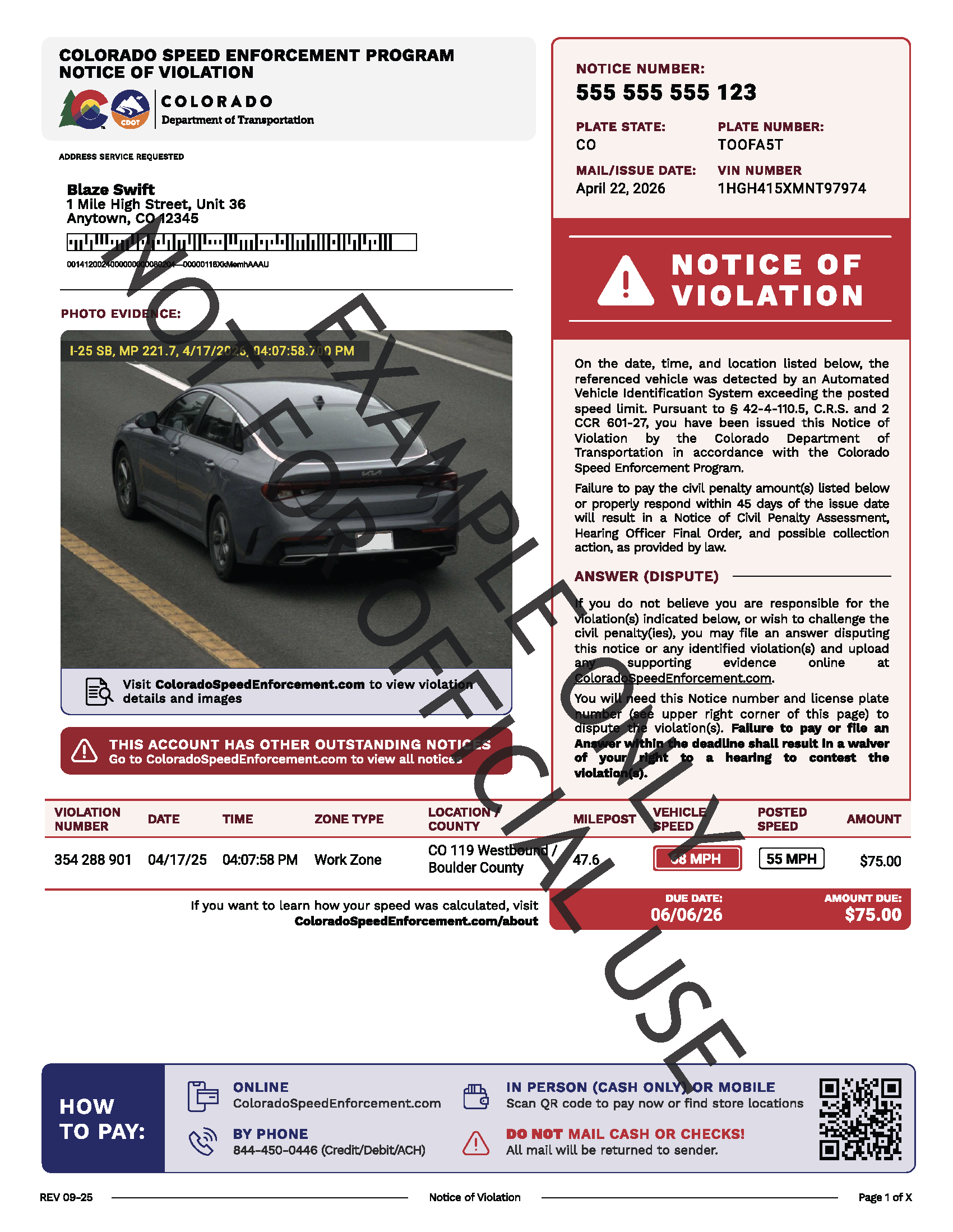 Speed Notice of Violation Example.png detail image