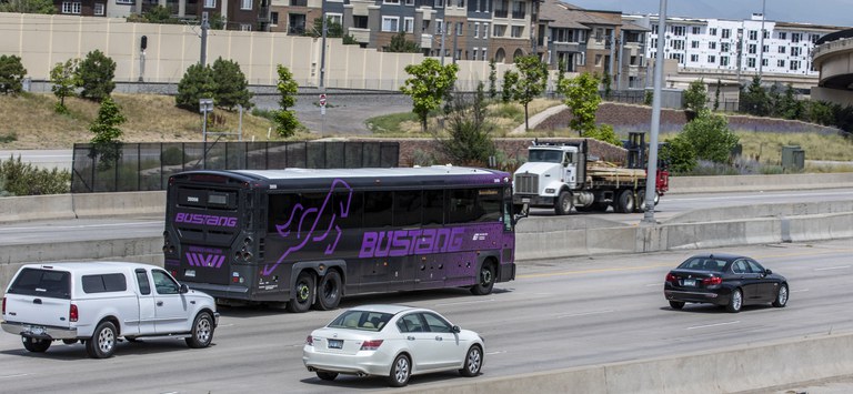 bus and traffic on the highway