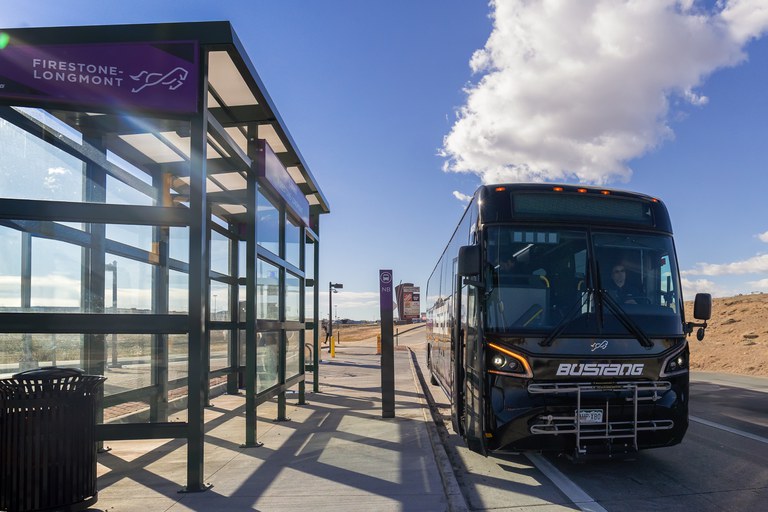 Bustang Shelter at the Firestone Longmont Mobility Hub