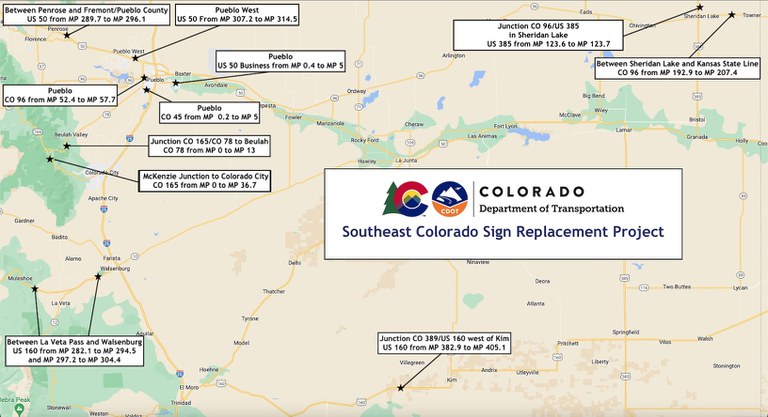 Southeastern Colorado Sign Project Map