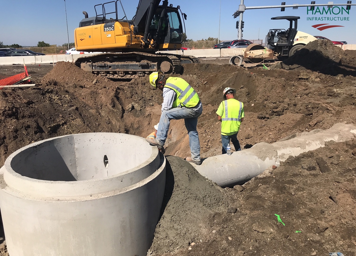 120th Avenue, southbound I-25 on-ramp, installation of manhole and drainage pipe detail image