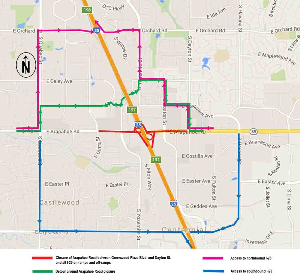 I-25 Arapahoe Map: September 2017 detail image