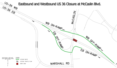 US 36 at McCaslin Blvd Detour detail image
