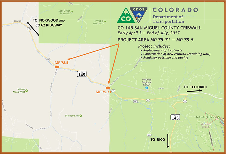 CO 145 San Miguel County Map