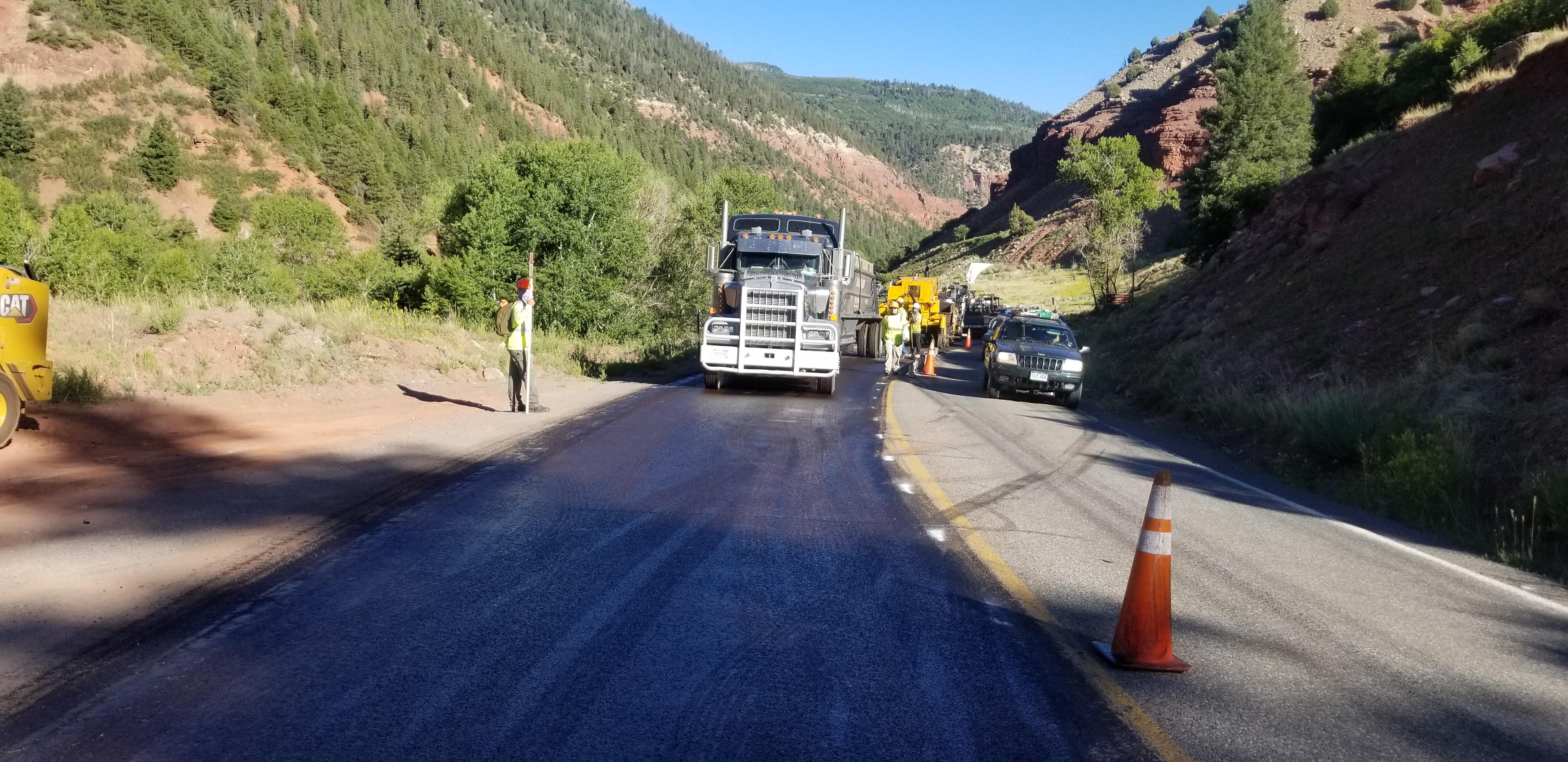 CO 145 road work - allowing semi to pass detail image