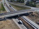 Construction progress photos for CO 52 includes widening the bridge and an oversized new roundabout. Drone photos provided by CDOT. thumbnail image