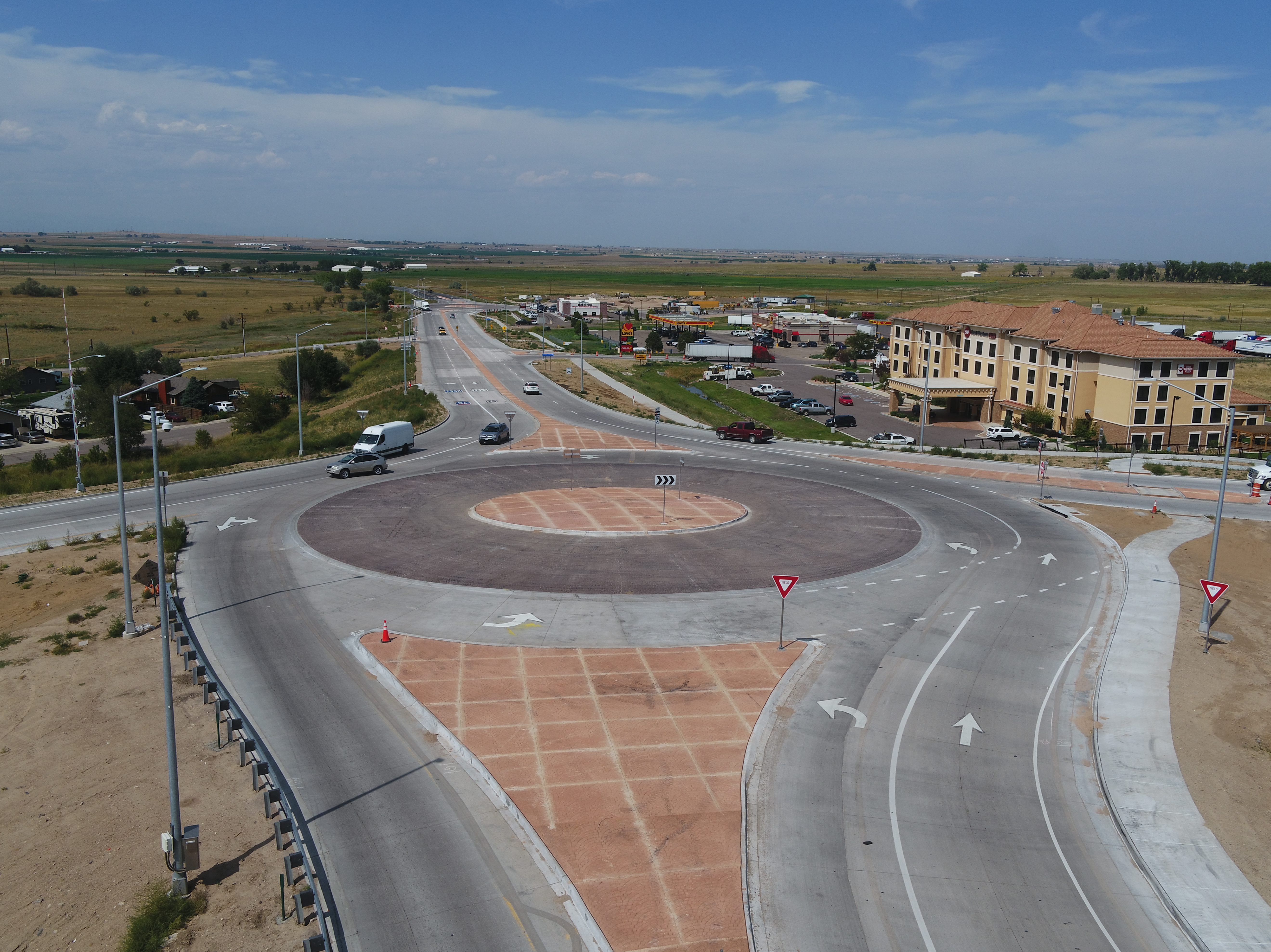 September 2021-Drone aerial of the  newly completed roundabout. Photo provided by CDOT. detail image