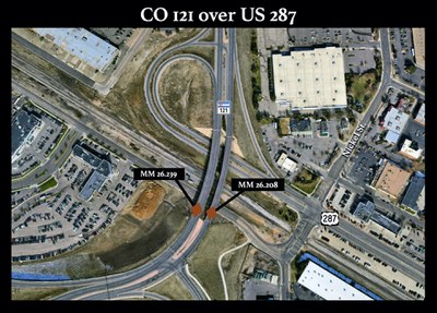 CO 121 over US 287 Map