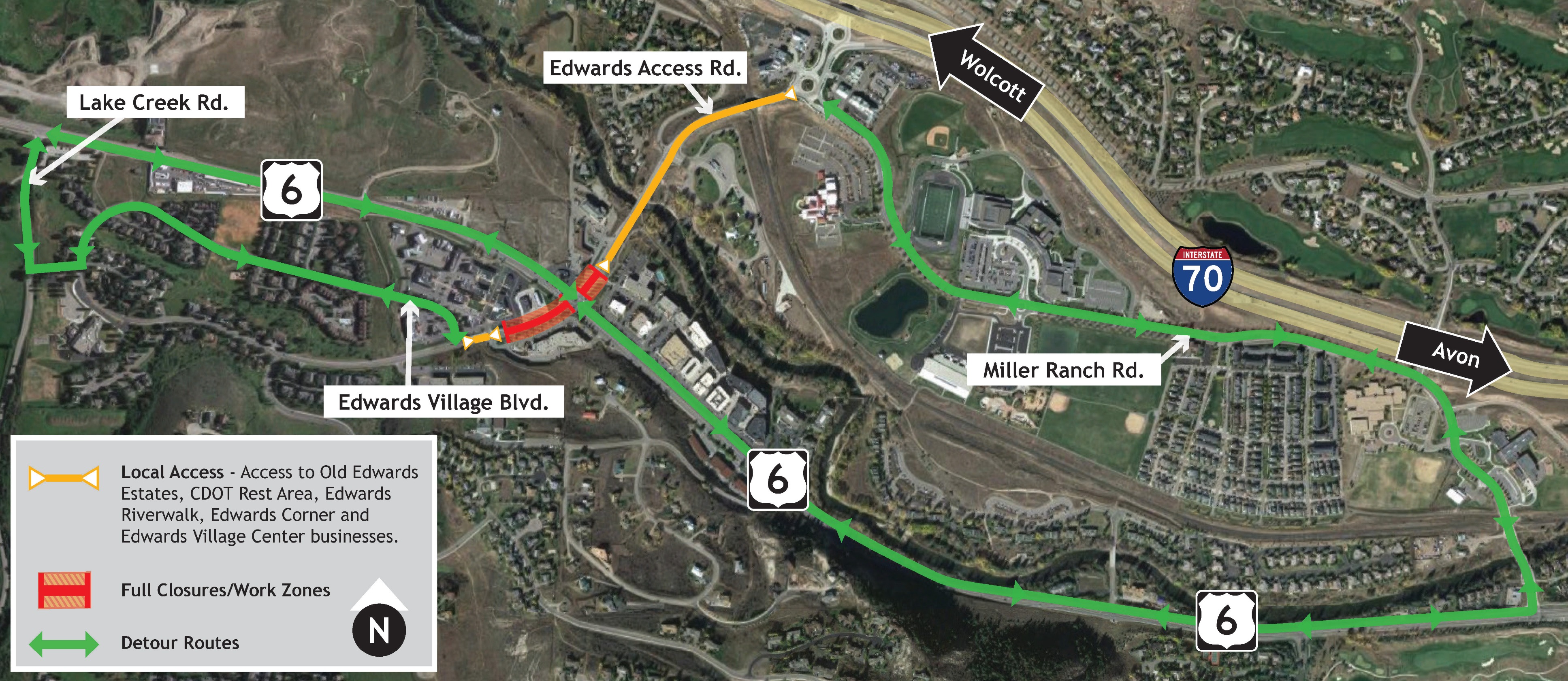 Edwards Access Road Detour Map 9.29 detail image