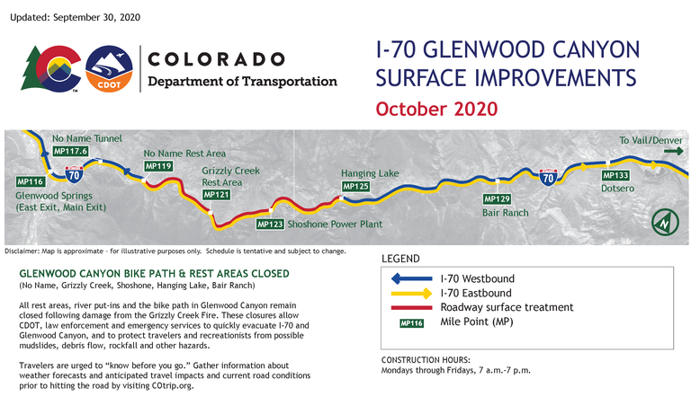 I-70 Glenwood Canyon Surface Improvements Work Zone