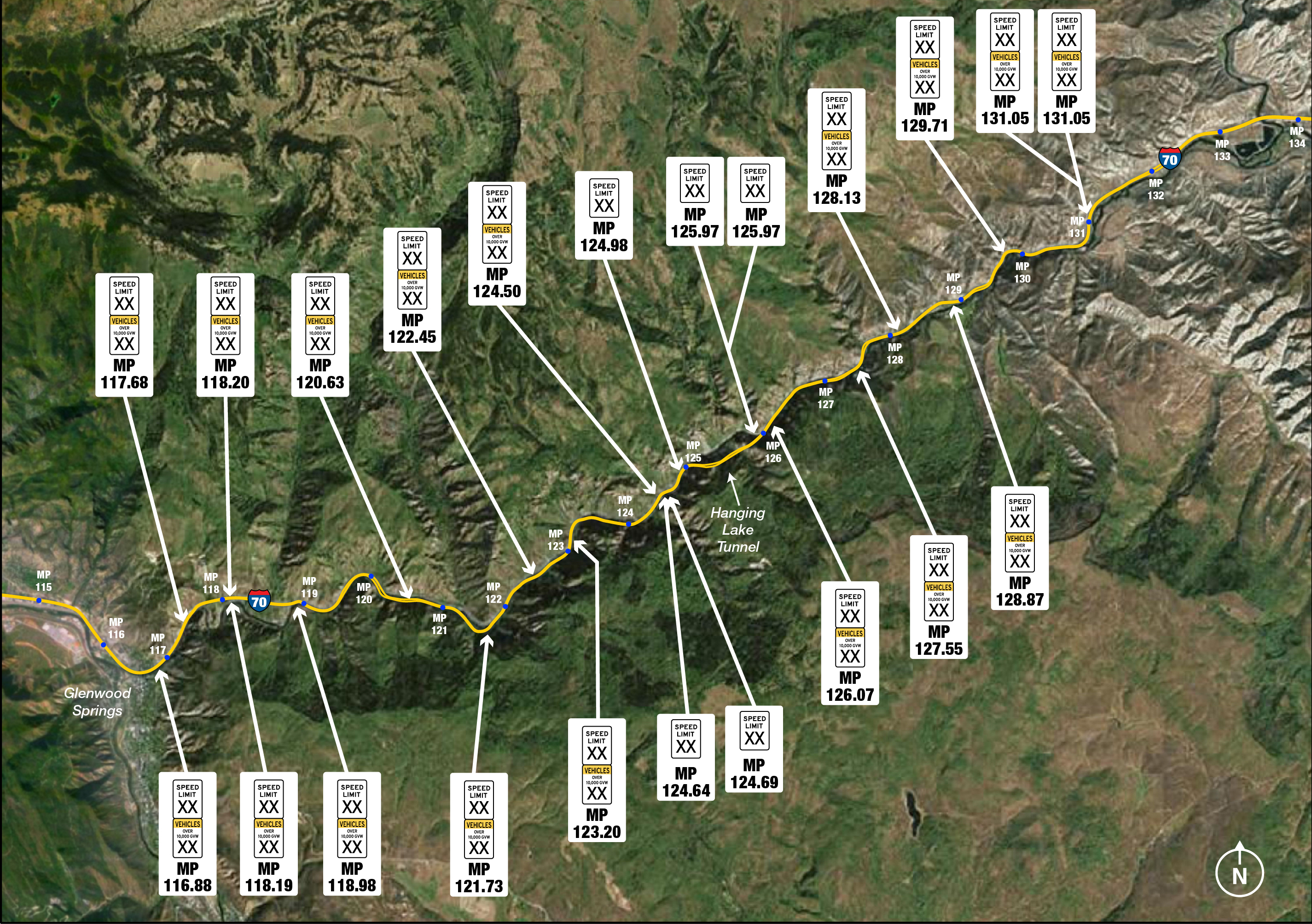 I-70 Glenwood Canyon VSL Sign locations.png detail image