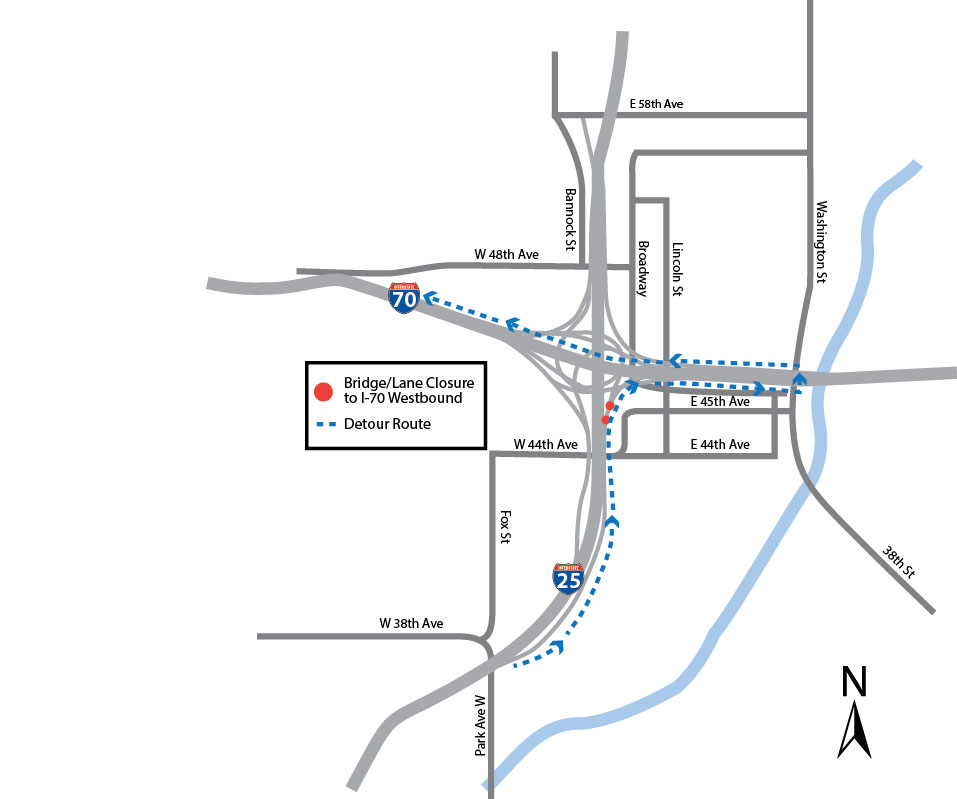 I-25 Northbound to I-70 Westbound Detour Map November 2017.jpg detail image