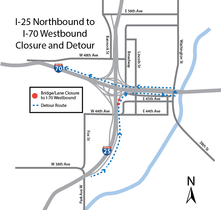 Northbound I-25 ramp to westbound I-70 closure and detour.jpg detail image