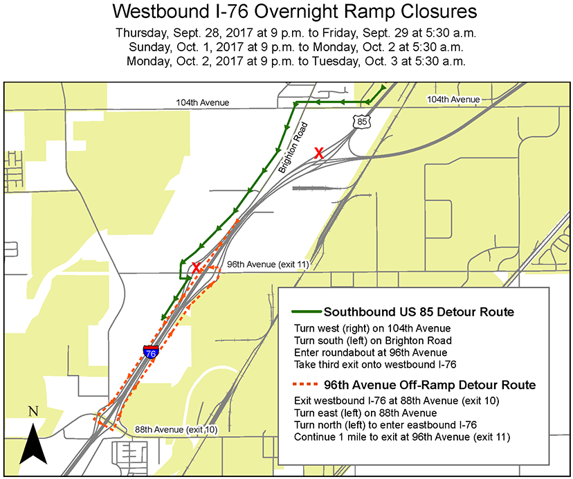 Westbound I-76 Ramp Closures Sept-Oct 2017 detail image