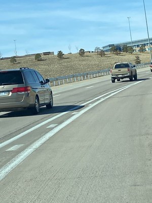 Newly extended and widened on ramp to northbound I-25 from mainline I-225.