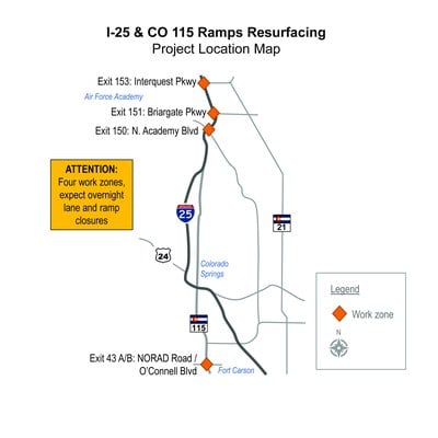 I-25 CO 115 project map