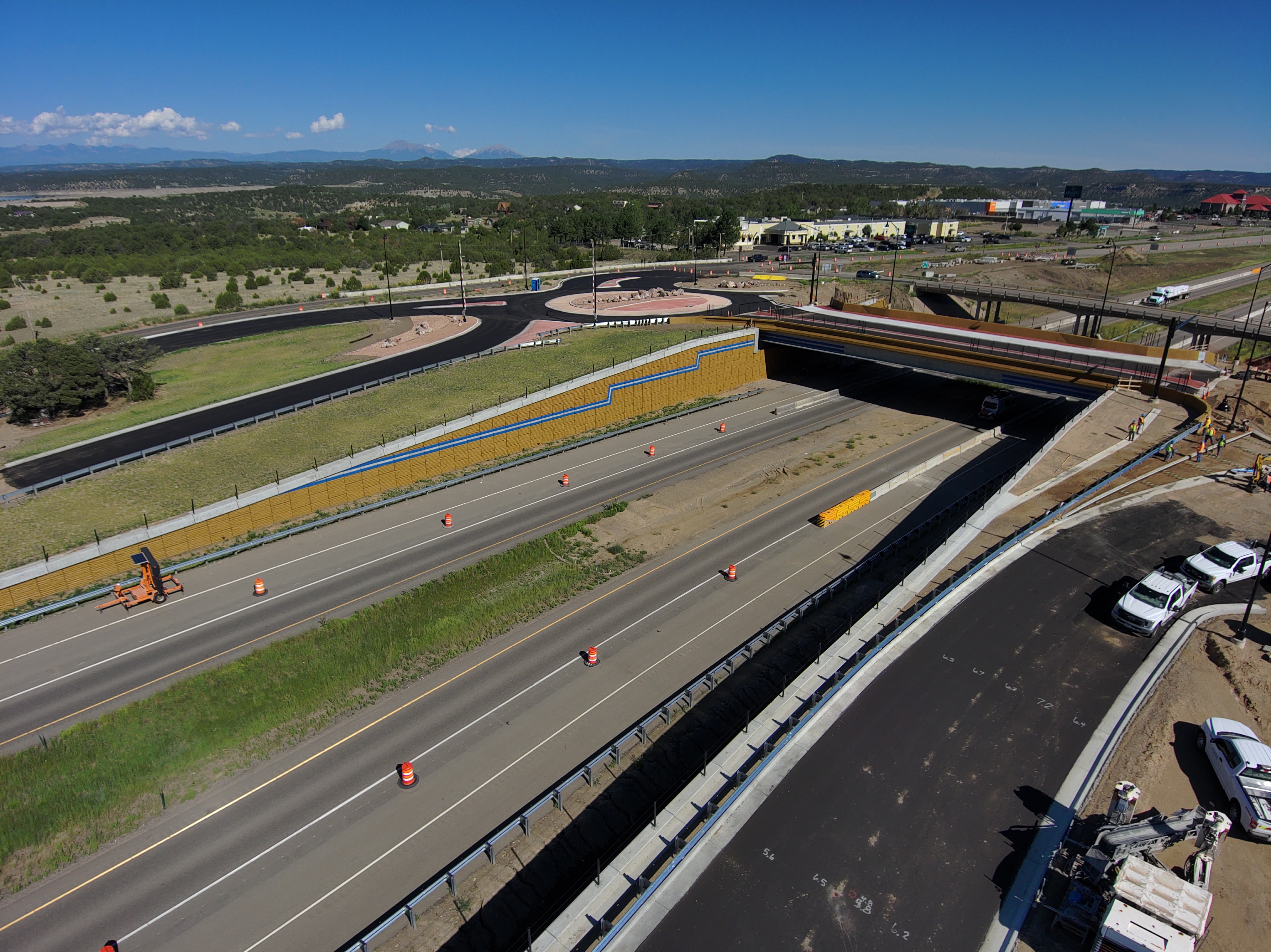 Northwest view new I-25 wall and west roundabout.JPG detail image