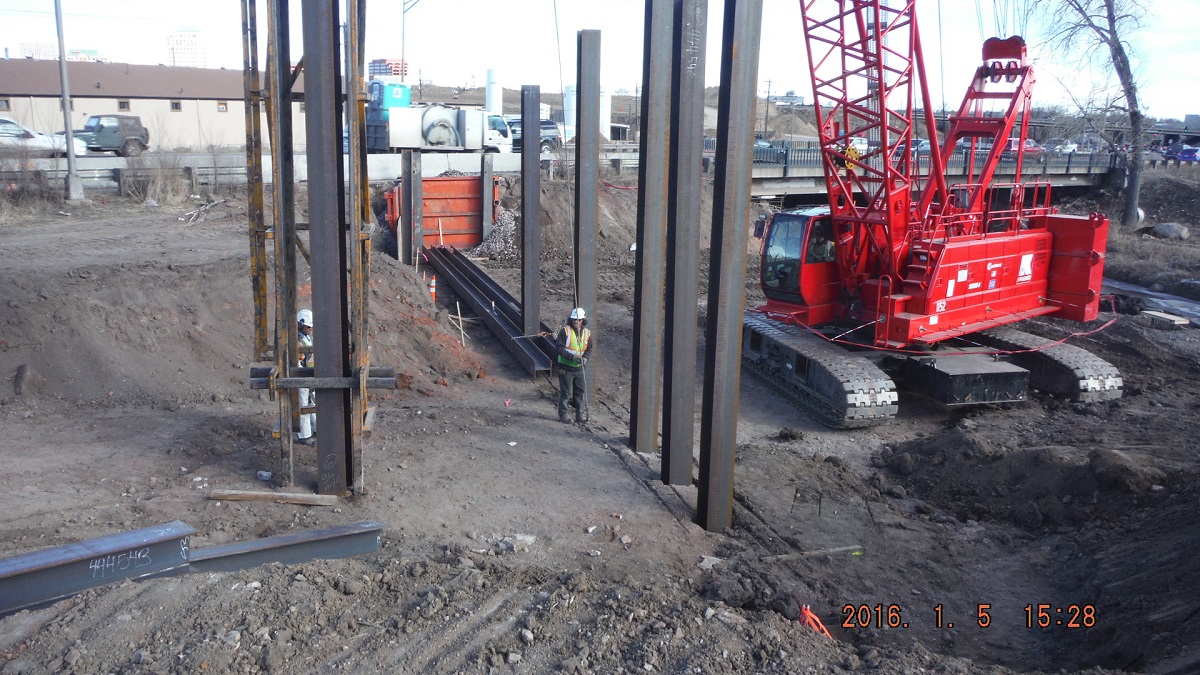 1-5-16 Pile driving activities for new west bridge abutment detail image