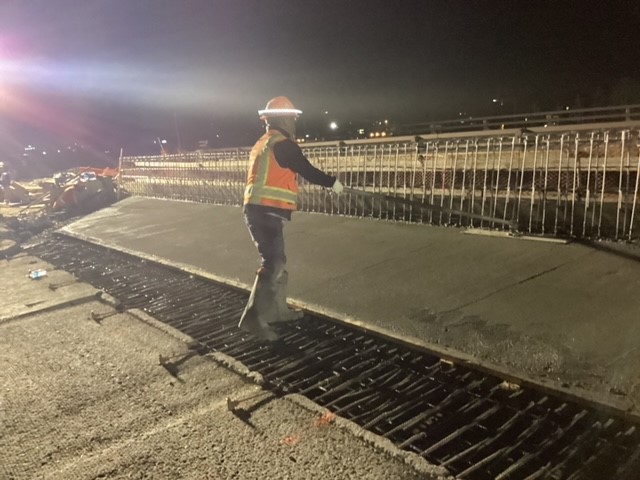 I-70 nighttime deck pour detail image