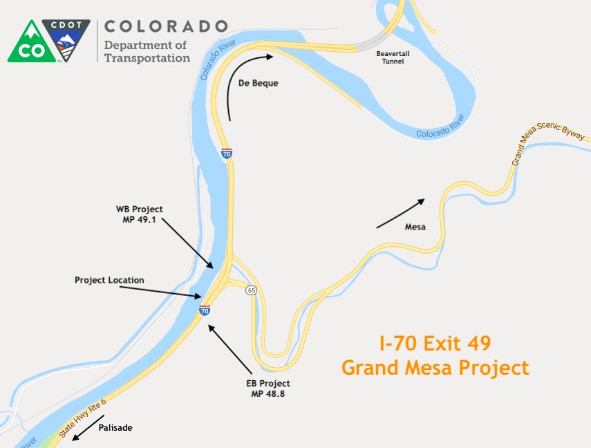 I-70 Exit 49 Grand Mesa Ramp Project Map detail image