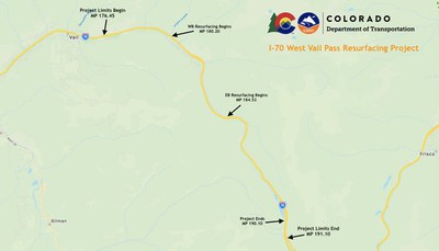 Map of West Vail Pass Resurfacing Project