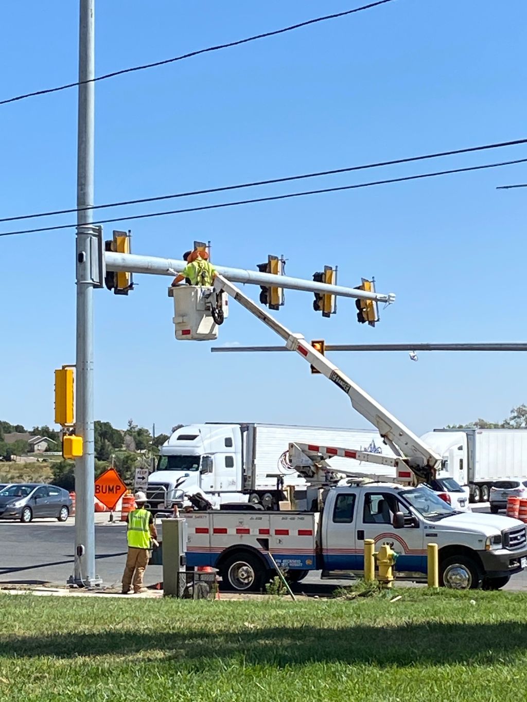 Electrical crews installing new signals on Ward Road at the WB I-70 interchange..jpg detail image