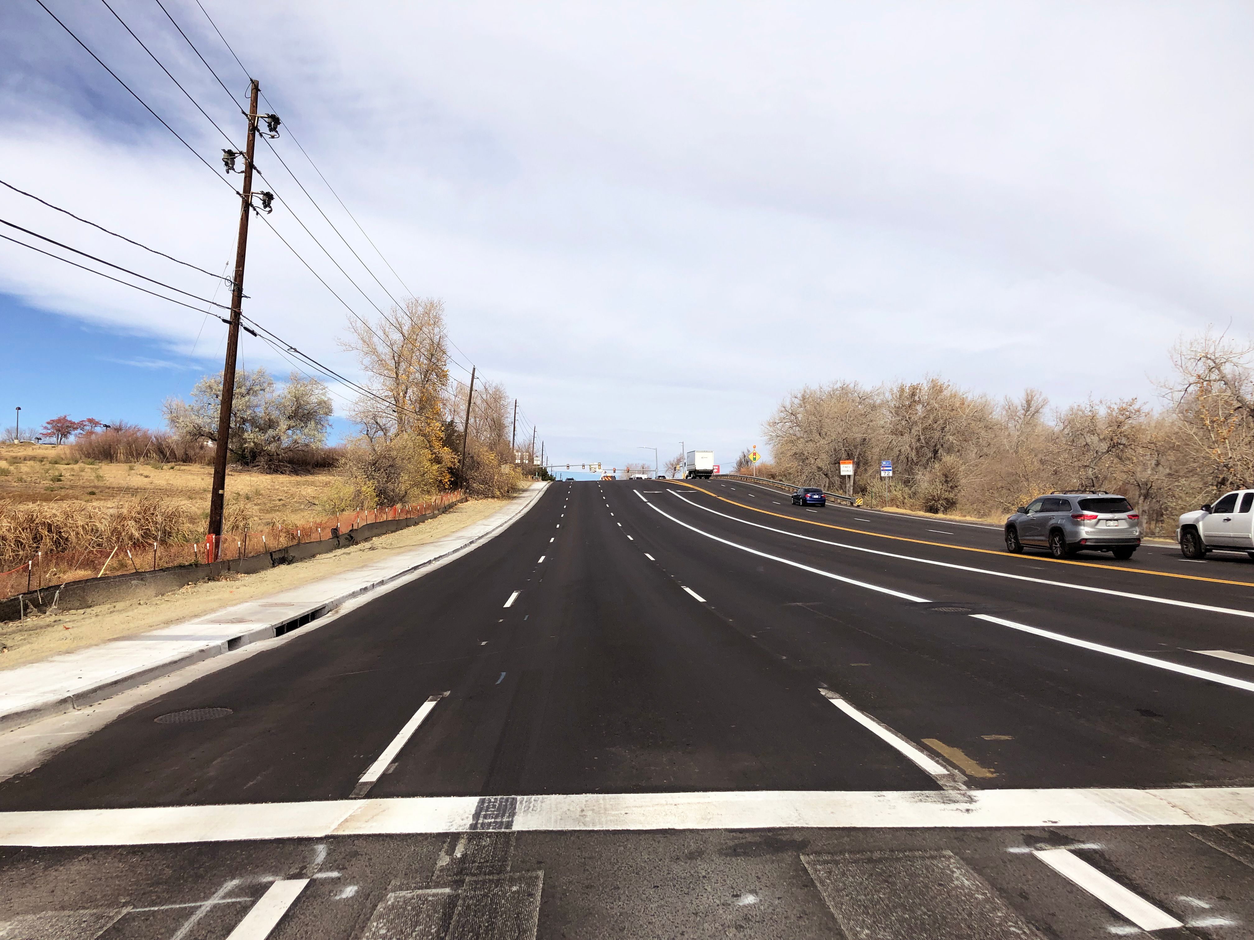improved markings and pavement on southbound Ward Road approaching the interchange.jpg detail image