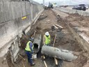 Crews repairing a cracked drain in the Eastbound I-70 Express Lane in May. thumbnail image