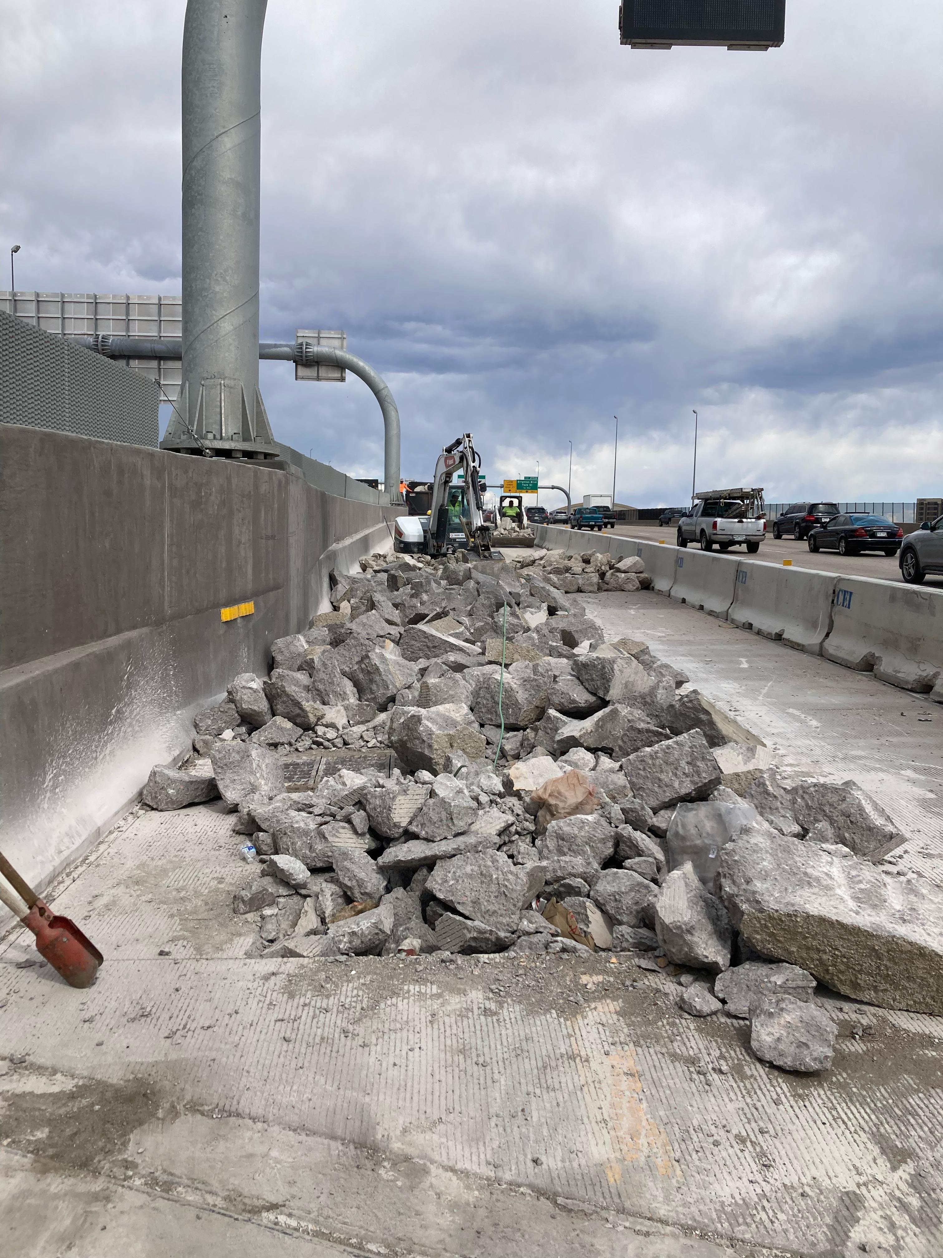 Removal operations on the I-70 Express Lane to repair drainages in May. detail image