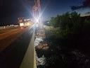 Platform truck on I-76 bridge over Clear Creek conducting prep work for fatigue crack repair. thumbnail image